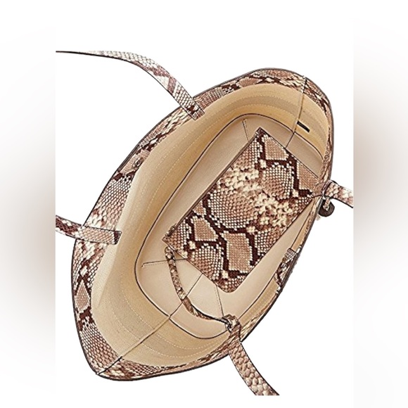 Michael Michael Kors Tasseled Snake‑Print Striped Canvas Large NWT with Pouch - Picture 8 of 12